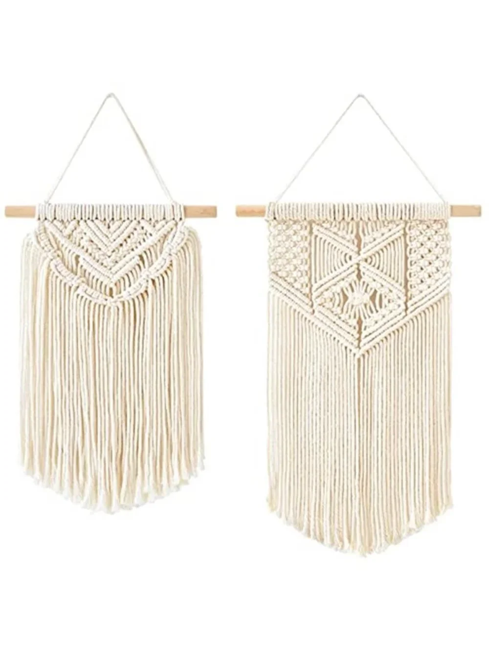 2 Pcs Macrame Wall Hanging Boho Wall Art Decor Woven Chic Bohemian Room Decor